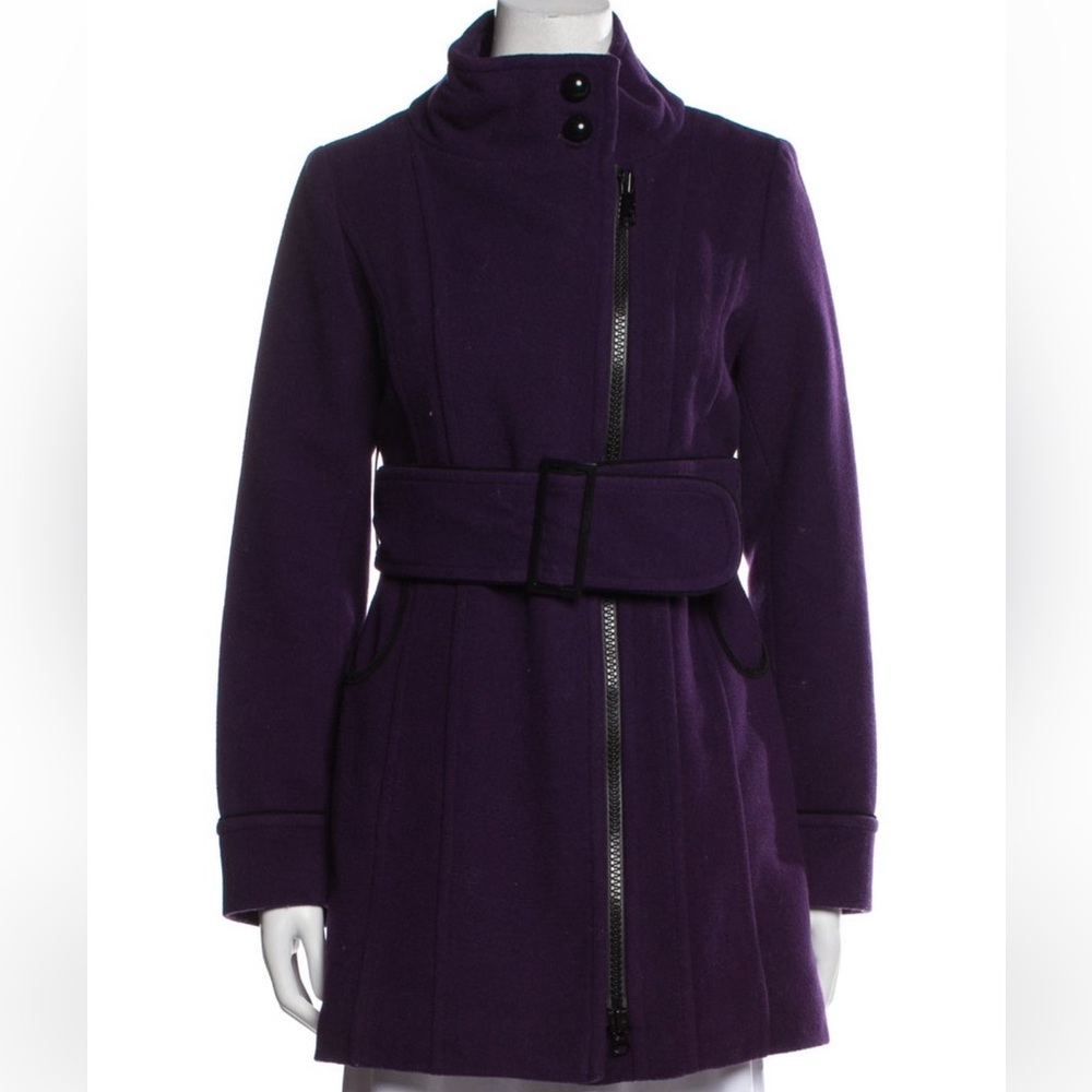 Soia & Kyo purple mid length wool coat XS